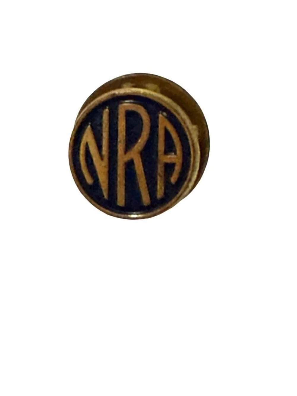 Vintage NRA National Rifle Association Round Enamel Lapel Pin Gold Tone 1/2 Inch
